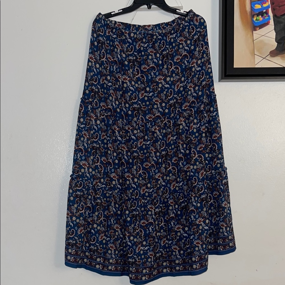 Max Edition Navy Blue Floral Maxi Skirt